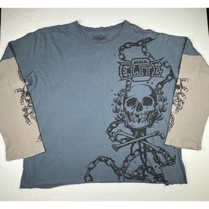 MMA Elite Long Sleeve 2XL Cotton Graphic Skull Grunge Skater Biker Streetwear